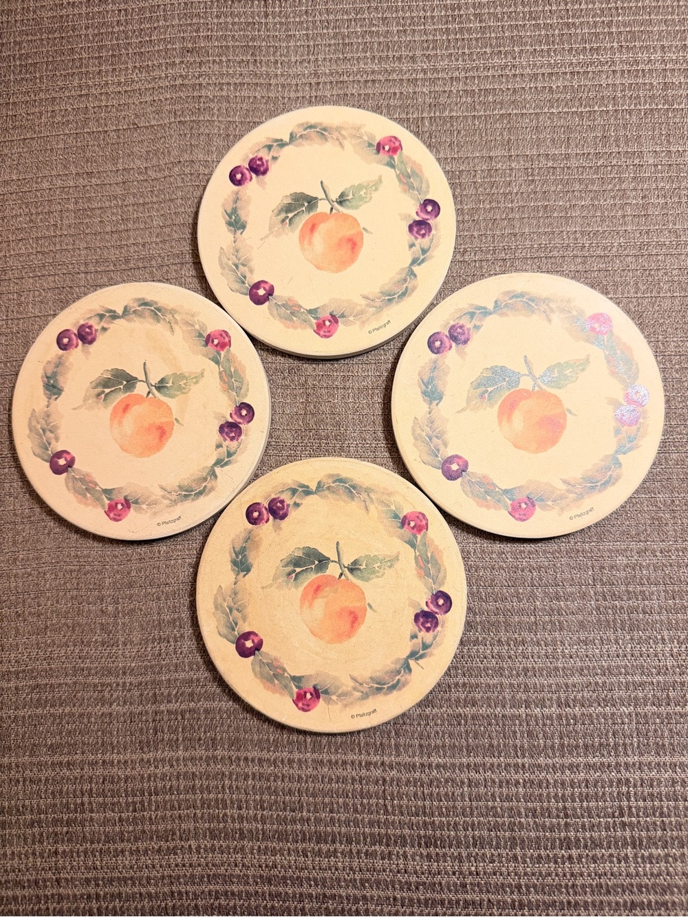 Pfaltzgraff Jamberry Round Coasters in Cream Set of 4